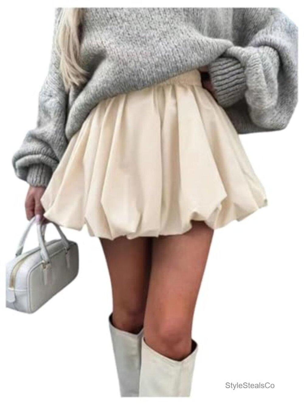 Floerns Bubble Skirt Elastic Waist Pleated Hem Mini Skirt Y2K